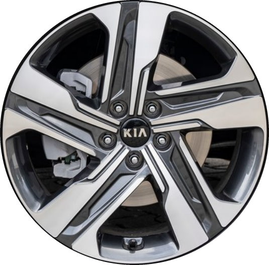 KIA Sorento 2021-2024 charcoal machined 19x7.5 aluminum wheels or rims. Hollander part number 74838, OEM part number 52910P2310.