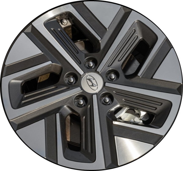 Hyundai Kona 2022-2023 charcoal machined 17x7 aluminum wheels or rims. Hollander part number 70645, OEM part number 52910K4100.