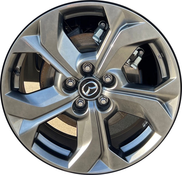 Mazda MX-30 2022-2023 powder coat grey 18x7 aluminum wheels or rims. Hollander part number 64649, OEM part number 9965917080, 9965777080.