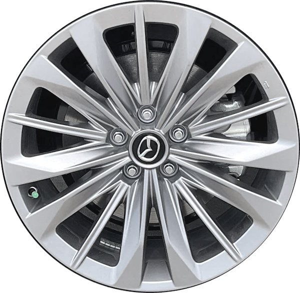 Mazda CX-90 2024-2025 powder coat silver 19x8.5 aluminum wheels or rims. Hollander part number ALYMX062, OEM part number Not Yet Known.
