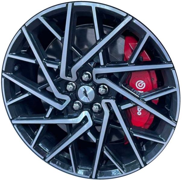 Ford Mustang Mach-E 2021-2023 black machined 20x8 aluminum wheels or rims. Hollander part number 10412, OEM part number LK9Z1007C.