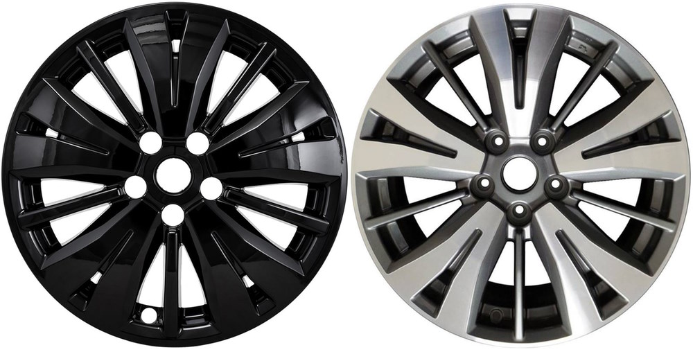 Nissan Pathfinder 2017-2020 Black, 10 Spoke, Plastic Hubcaps, Wheel Covers, Wheel Skins, Imposters. Fits 18 Inch Alloy Wheel Pictured to Right. Part Number IMP-488BLK.
