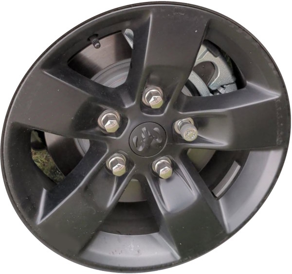 Dodge Ram 1500 Classic 2021-2024 powder coat black 17x7 aluminum wheels or rims. Hollander part number 2448b, OEM part number 4755620AA.