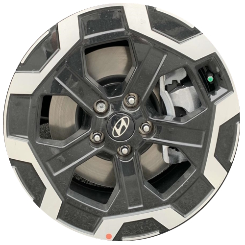 Hyundai Santa Fe 2024-2025 black machined 18X7.5 aluminum wheels or rims. Hollander part number 71091 95929, OEM part number 52910R6110