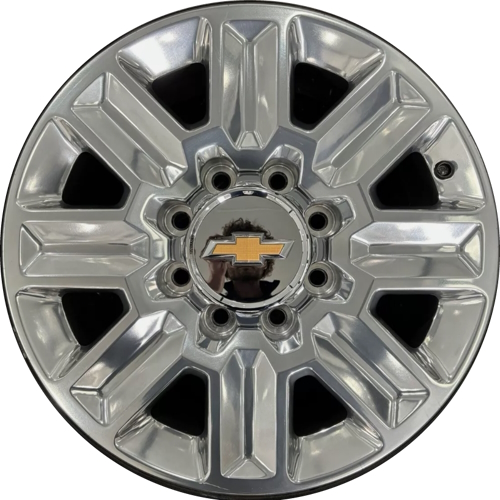 Chevrolet Silverado 2500 2024-2025, Chevrolet Silverado 3500 SRW 2024-2025 polished 20x8 aluminum wheels or rims. Hollander part number 14124 95684, OEM part number 85014023