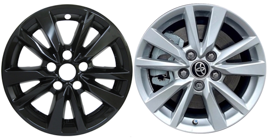 Toyota Camry 2025 IMP-6025-GB Black, 10 Spoke, Plastic Hubcaps, Wheel Covers, Wheel Skins, Imposters. ONLY Fits 16 Inch Alloy Wheel Pictured. Part Number IMP-6025GB