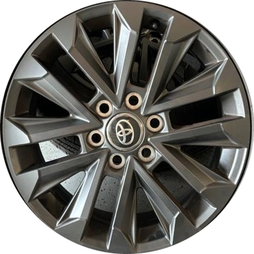 Toyota Land Cruiser 2024-2025 powder coat charcoal 20x7.5 aluminum wheels or rims. Hollander part number ALY10645, OEM part number 2024 Toyota Land Cruiser Wheels Charcoal Painted Rims 4261160N00