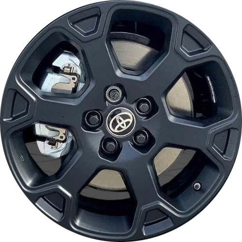 Toyota Sienna Woodland 2025 powder coat black 18x7 aluminum wheels or rims. Hollander part number ALY75261A, OEM part number PT758082502F