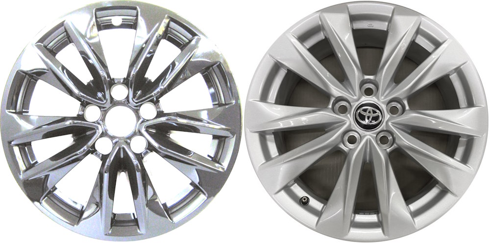 Toyota Corolla Cross 2022-2025 Chrome, 10 Spoke, Plastic Hubcaps, Wheel Covers, Wheel Skins, Imposters. ONLY Fits 17 Inch Alloy Wheel Pictured. Part Number IMP-7722PC.