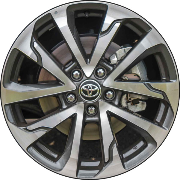 Toyota Corolla Cross 2022-2025 charcoal machined 18x7 aluminum wheels or rims. Hollander part number 75271, OEM part number 42611-0A230.