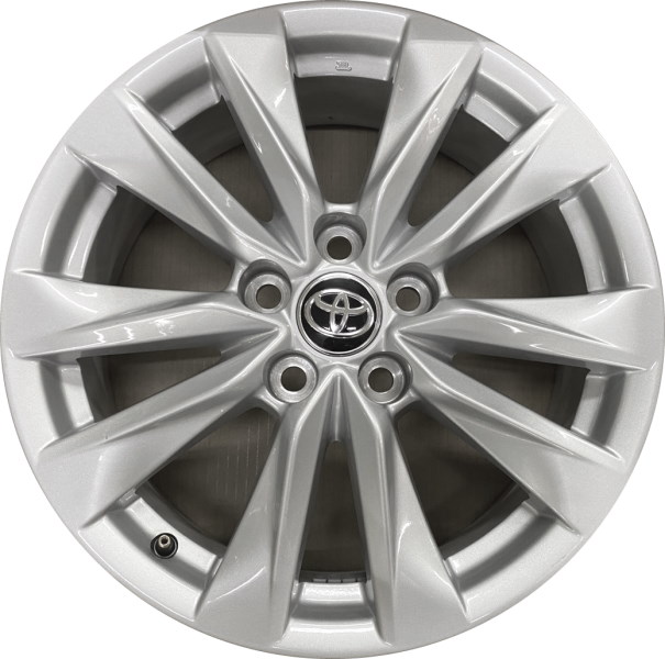 Toyota Corolla Cross 2022-2025 powder coat silver 17x6.5 aluminum wheels or rims. Hollander part number 75269, OEM part number 42611-0A220, 42611-0A310.