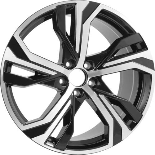 Volvo S60 Core, Plus, Ultra 2023-2025, Volvo V60 Core, Plus, Ultra 2023-2025 5-Triple Spoke Black Diamond Cut black machined 19x8 aluminum wheels or rims. Hollander part number 70541/OEM part number 323589143