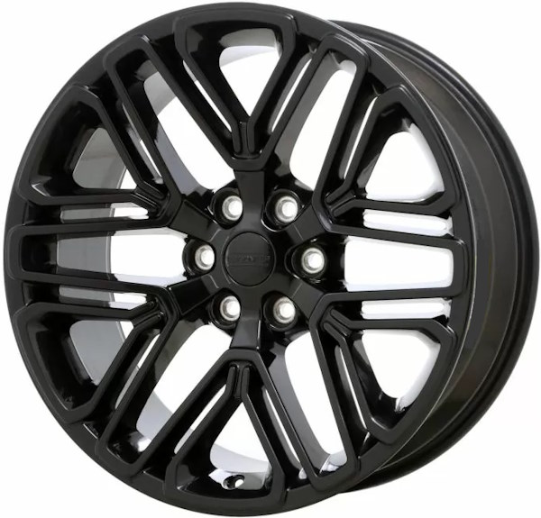 Jeep Wagoneer 2022-2025 black painted 22x9 aluminum wheels or rims. Hollander part number ALY9317, OEM part number 4755585AA.