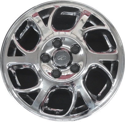 Buick Century 2004-2005, Intrigue 2000-2002 chrome 16x6.5 aluminum wheels or rims. Hollander part number 6037, OEM part number 9593795.