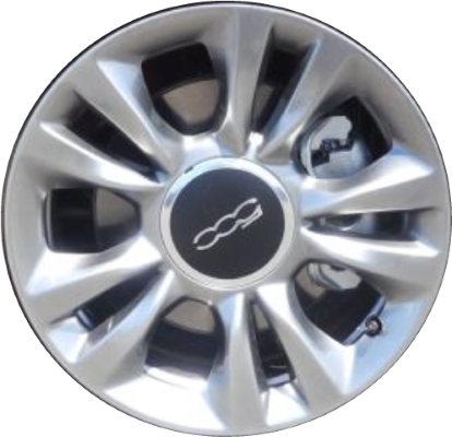 Fiat 500 2015-2019, 500c 2015-2019 powder coat silver 16x6.5 aluminum wheels or rims. Hollander part number 61687U20, OEM part number Not Yet Known.