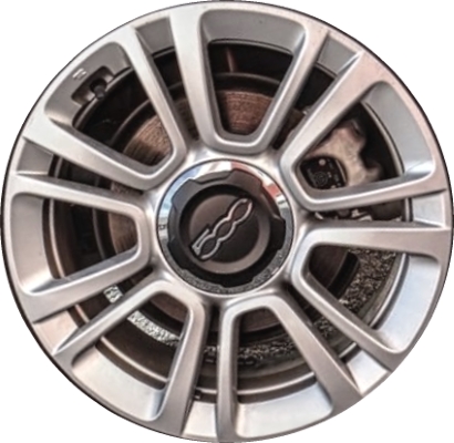 Fiat 500L 2019 powder coat silver 16x6.5 aluminum wheels or rims. Hollander part number ALY61689, OEM part number 6QL85MAAAA.