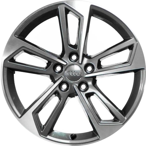 Audi A4 2017-2020, S4 2017-2020 grey machined 18x8 aluminum wheels or rims. Hollander part number 95352/90118, OEM part number 8W0601025DL