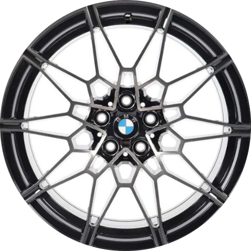 BMW M3 2021-2025, M4 2021-2025 black machined 19x9.5 aluminum wheels or rims. Hollander part number 86608a, OEM part number 36108093836