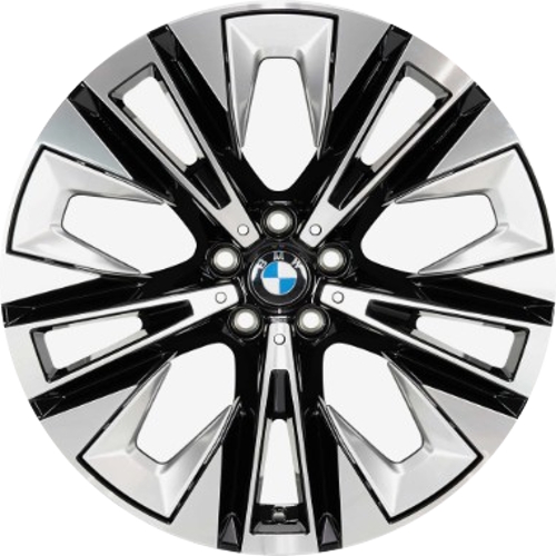 530i 2024-2025, BMW 540i 2025 BMW 550e 2025 BMW i5 2025 black machined 20x8.5 aluminum wheels or rims. Hollander part number 86162, OEM part number 36116894842.