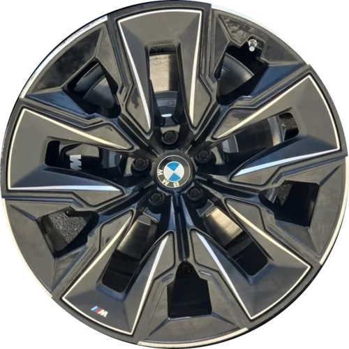 BMW 740i 2023-2024, 760i 2023-2024 i7 2023-2024 black machined 21x9 aluminum wheels or rims. Hollander part number ALY71168, OEM part number 36115A41F78
