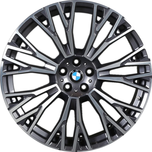 BMW X5 2024-2025, X6 2024-2025 dark charcoal machined 22x9.5 aluminum wheels or rims. Hollander part number 86983, OEM part number 36116883763