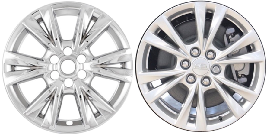 Cadillac XT5 2020-2025 Cadillac XT6 2021-2025 Chrome, 12 Spoke, Plastic Hubcaps, Wheel Covers, Wheel Skins, Imposters. ONLY Fits 18 Inch Alloy Wheel Pictured. Part Number IMP-518X