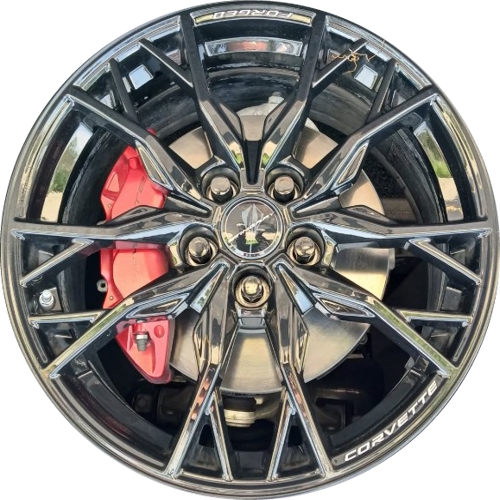 Chevrolet Corvette 2023-2025 Forged powder coat black 19x8.5 aluminum wheels or rims. Hollander part number 14160b OEM part number 84859696