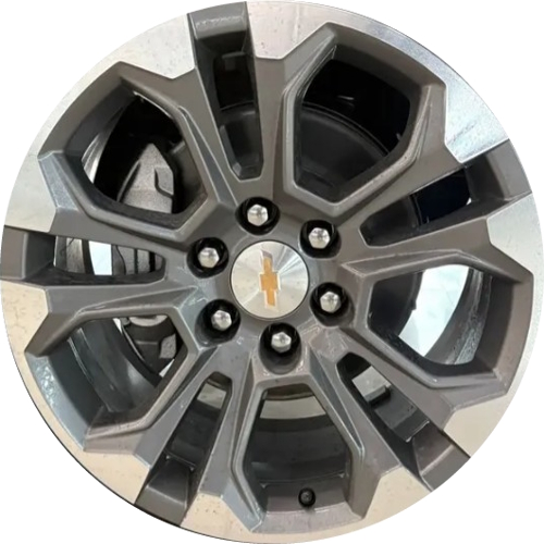 Chevrolet Silverado 1500 2025-2026, Suburban 2025-2026, Tahoe 2025-2026 charcoal machined 20x9 aluminum wheels or rims. Hollander part number GN007, OEM part number 84726383