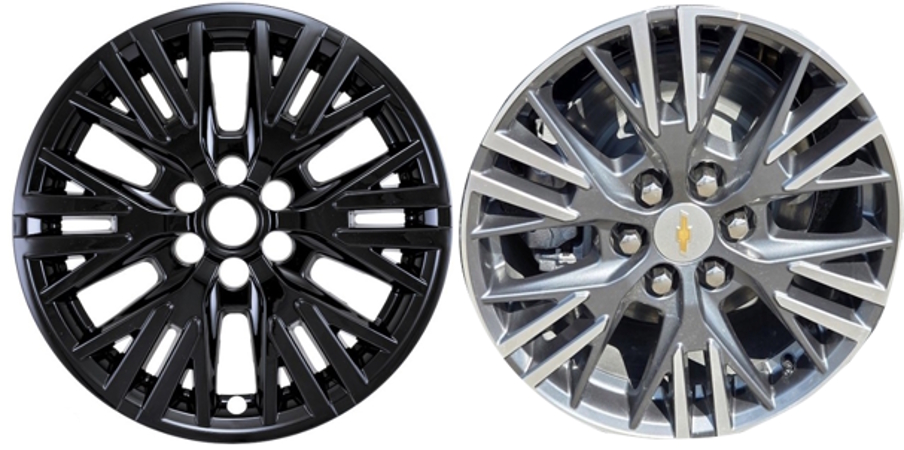 Chevrolet Traverse 2024-2026 Black, 24 Spoke, Plastic Hubcaps, Wheel Covers, Wheel Skins, Imposters. ONLY Fits 18 Inch Alloy Wheel Pictured. Part Number IMP-523BLK
