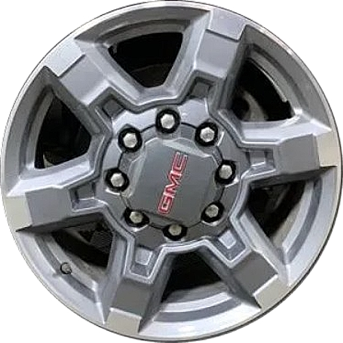 GMC Sierra 2500 2021-2026, Sierra 3500 SRW 2021-2026 grey machined 18x8 aluminum wheels or rims. Hollander part number 5949U35, OEM part number Not Yet Known.