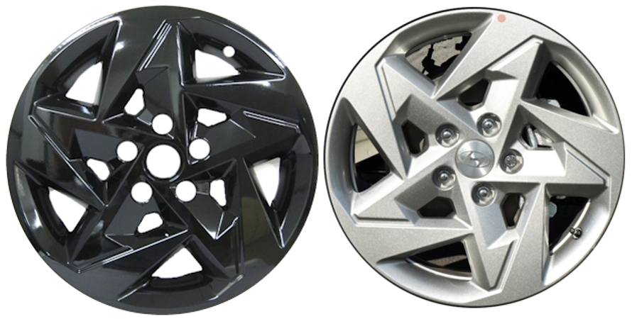Hyundai Kona SE  2024-2026 Black Painted, 10 Spoke, Plastic Hubcaps, Wheel Covers, Wheel Skins, Imposters. Fits 17 Inch Alloy Wheel Pictured to Right. Part Number IMP-7724GB