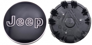 C9223 Jeep Grand Wagoneer OEM Black/Silver Center Cap #68679345AA