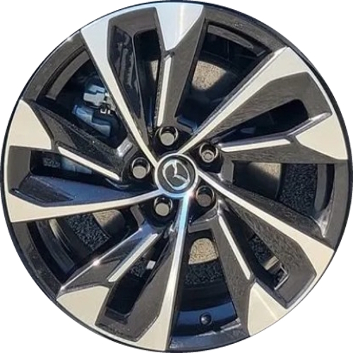 Mazda CX-50 CX50 SUV Hybrid Premium Plus 2025-2026 black machined 19x7.5 aluminum wheels or rims. Hollander part number ALY94150, OEM part number 9965537590