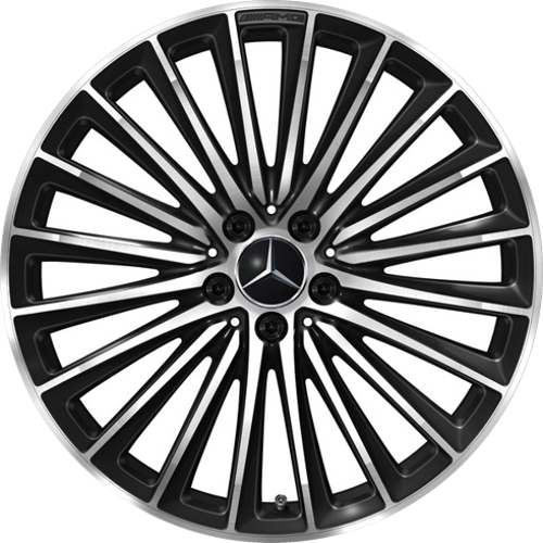 Mercedes-Benz GLC300 2023-2025, GLC350e 2025 black machined 20x8.5 aluminum wheels or rims. Hollander part number 85916a, OEM part number 25440108007X23