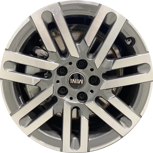 Mini Cooper 2 door hardtop 2025 powder coat charcoal machined  18x7 aluminum wheels or rims. Hollander part number 86693,94380, OEM part number 36115A3E6A6