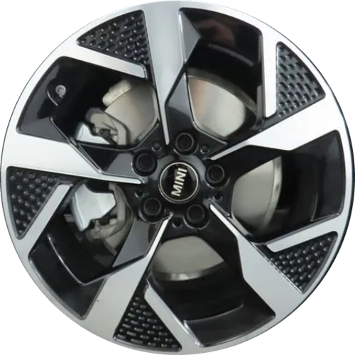 Mini Cooper 2 door 2025-2026 black machined front or rear 18x7 aluminum wheels or rims. Hollander part number 86695, OEM part number 36115A3E369