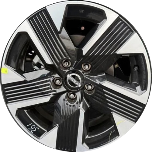 Nissan Kicks SV 2025-2026 black machined 17x7 aluminum wheels or rims. Hollander part number 62347, OEM part number 403007LB3A