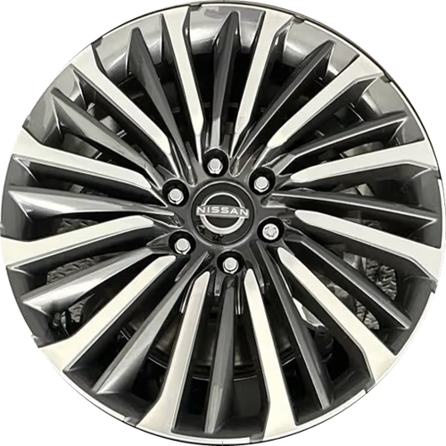 Nissan Armada Platinum Reserve 2025-2026 grey machined, wheel disc 22x8 aluminum wheels or rims. Hollander part number 62292 OEM part number D0C007KA3D