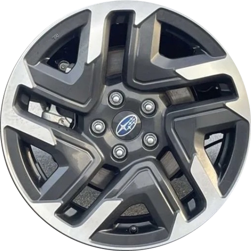Subaru Forester Limited, Touring 2025-2026 charcoal machined 18x7 aluminum wheels or rims. Hollander part number 68915, OEM part number 2025 Subaru Forester Premium Wheels Charcoal Machined Rims 28111SL040