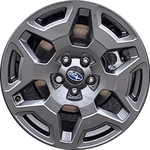 Subaru Outback 2026 premium matte charcoal painted 18x7 aluminum wheels or rims. Hollander part number 94497a, OEM part number Not Yet Known