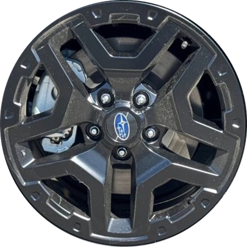 Subaru Outback 2026 wilderness matte black painted 17x7 aluminum wheels or rims. Hollander part number 94426, OEM part number 281P3ARA00