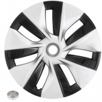 566SC 19 Inch Aftermarket Tesla Model 3, Y Silver/Charcoal Hubcaps/Wheel Covers Set #104423500C