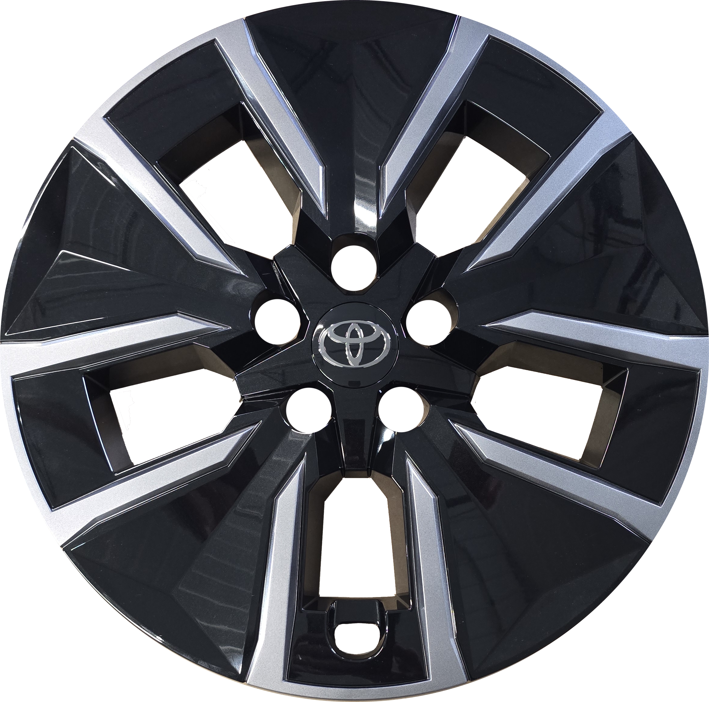 Toyota bZ 2026, Plastic 5 Spoke, Single Hubcap or Wheel Cover For 18 Inch Alloy Wheels. Hollander Part Number 61301