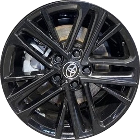 Toyota Camry 2025-2026 powder coat black 18x8 aluminum wheels or rims. Hollander part number ALY95975, OEM part number ALYTX041U45 Toyota Camry XLE, XSE Wheels Black Machined Rims OEM Part # 42611-AQ030