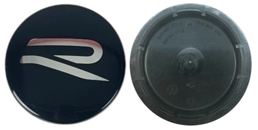 C69720 Volkswagen Golf R OEM Black/Silver Center Cap #5H0601171BFOD