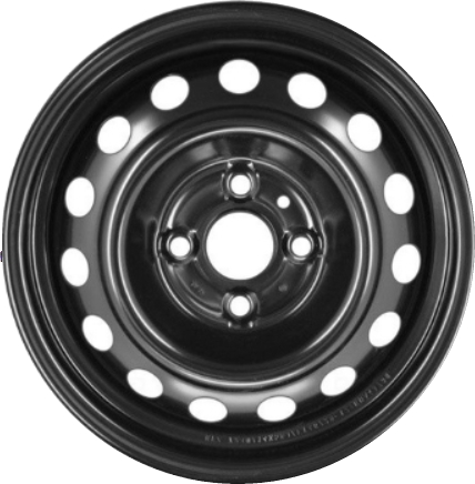 KIA Rio 2006-2011 powder coat black 14x5 steel wheels or rims. Hollander part number STL74581U, OEM part number 529101G000, 529101G050.