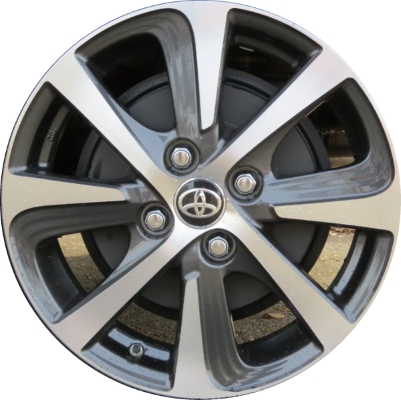 Toyota Prius C 2018-2019 charcoal machined 15x5.5 aluminum wheels or rims. Hollander part number ALY75228, OEM part number 4261152C60.