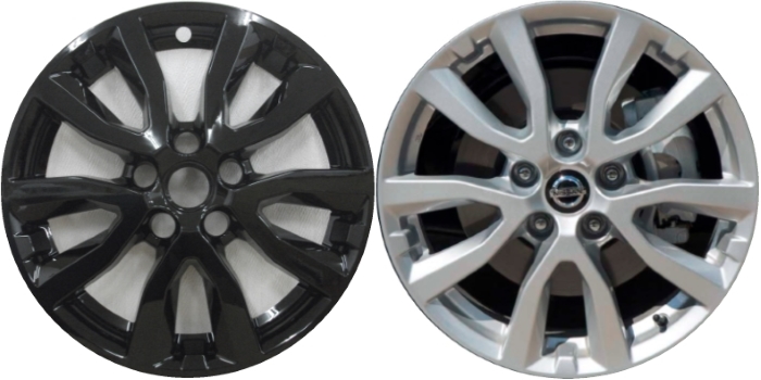 Nissan Rogue 2017-2020, Nissan Rogue Sport 2020-2022 Black, 10 Spoke, Plastic Hubcaps, Wheel Covers, Wheel Skins, Imposters. Fits 17 Inch Alloy Wheel Pictured to Right. Part Number IMP-433BLK/7826GB.