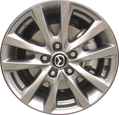 Mazda 3 2019-2025 powder coat grey 16x6.5 aluminum wheels or rims. Hollander part number ALY64970, OEM part number 9965N06560.