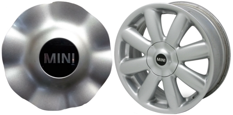 MINI Cooper Wheel Center Cap Black Finish Chrome Logo 3613-1171 069 